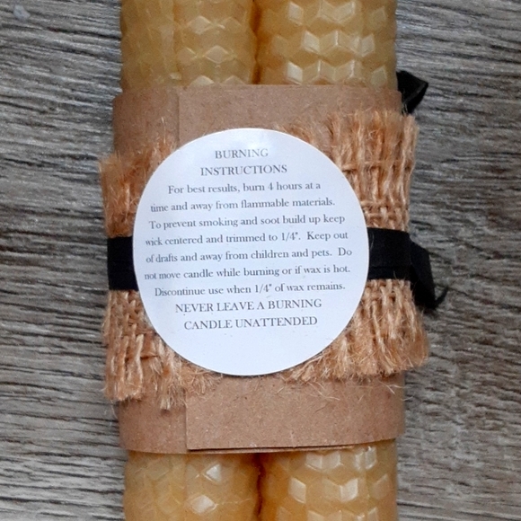 Pair Handrolled Honeycomb Beeswax Taper Candles w/🐝 Candle Pin - Picture 6 of 7